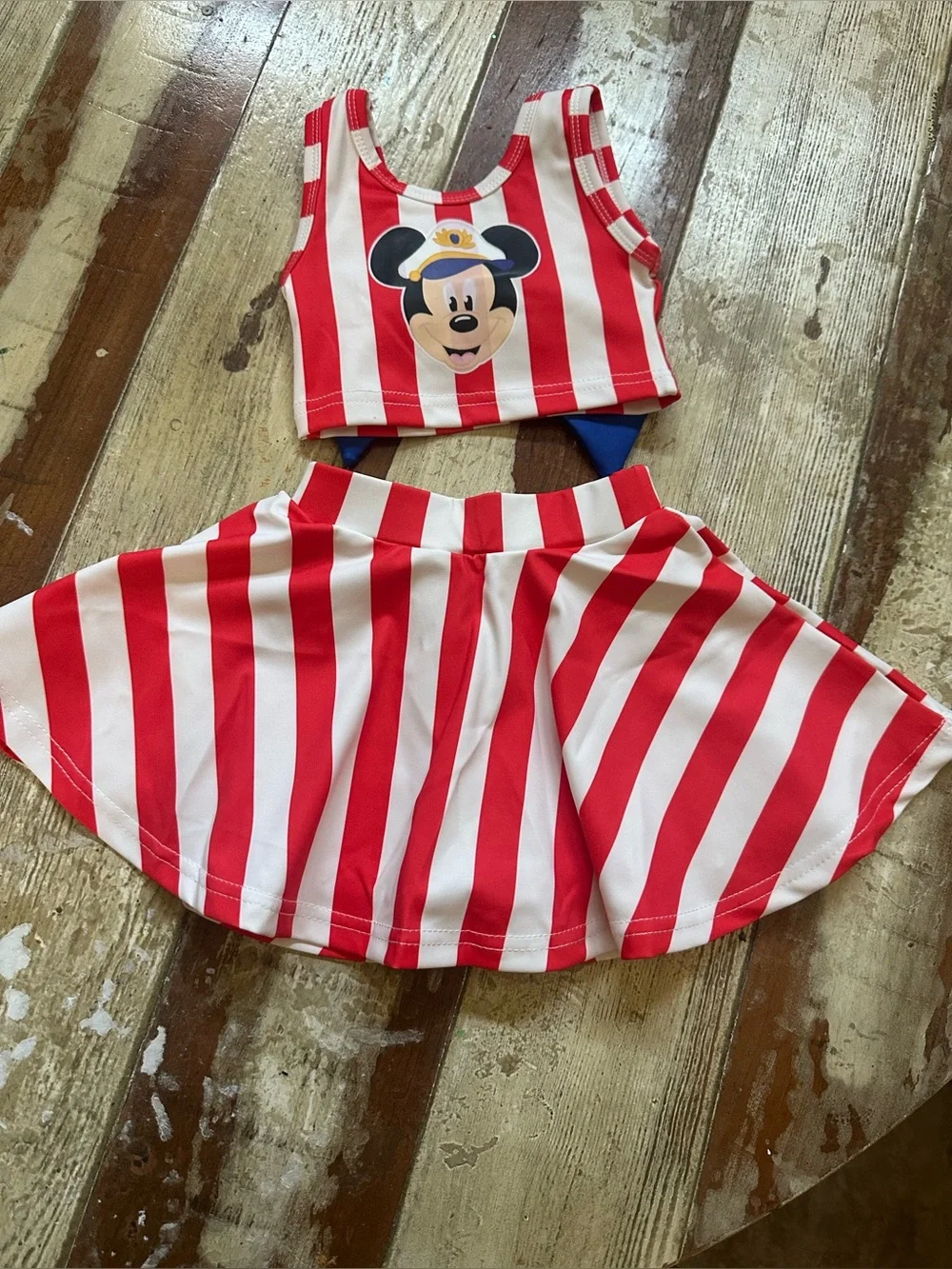 Disney Striped Custom set with Captain Mickey  Character Print 12/18 months NEW